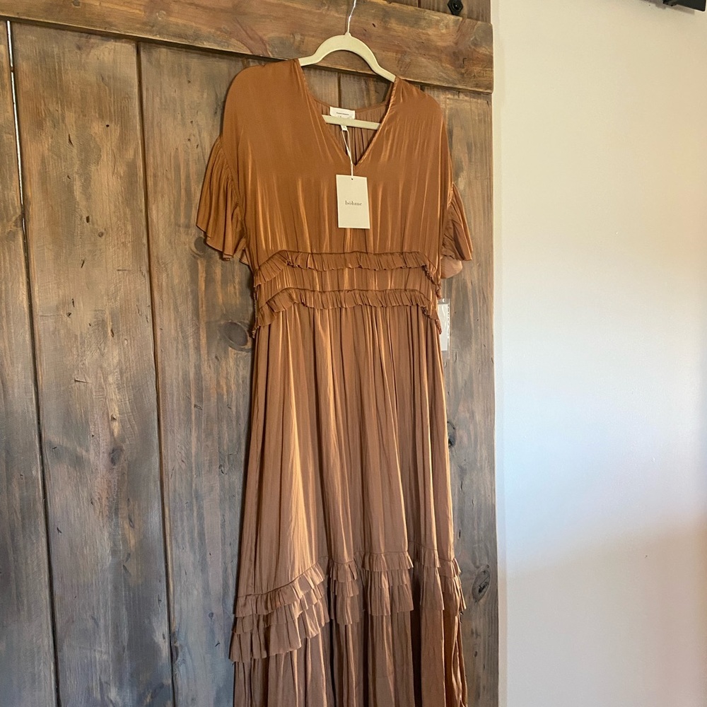 Bohme WILLA RUFFLE DRESS IN CAMEL XL